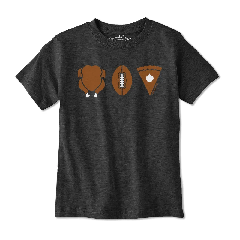 Turkey Football Pie Thanksgiving Youth T-Shirt