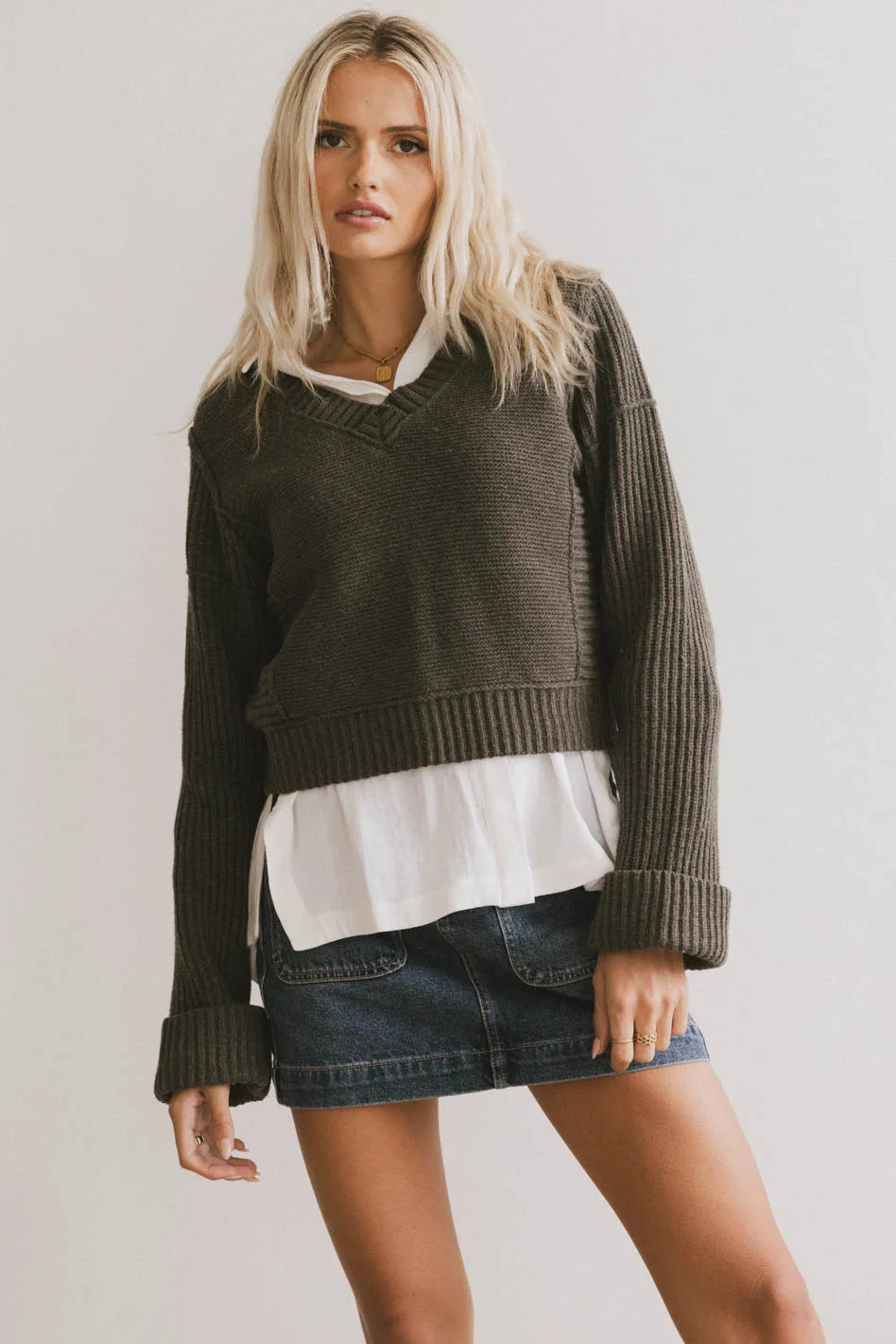 Serena Knit Sweater in Olive - FINAL SALE