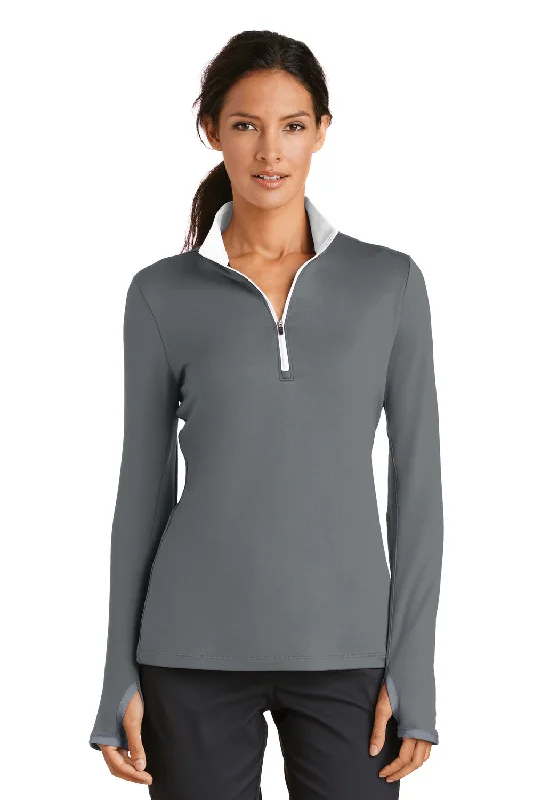 Nike Womens Dri-Fit Moisture Wicking 1/4 Zip Sweatshirt - Dark Grey/White