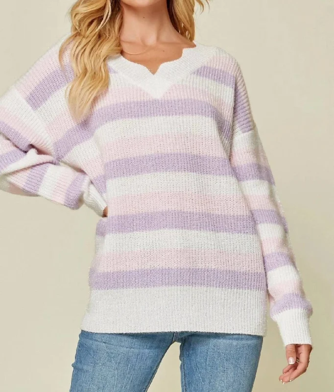 All Over Striped Sweater In Multi