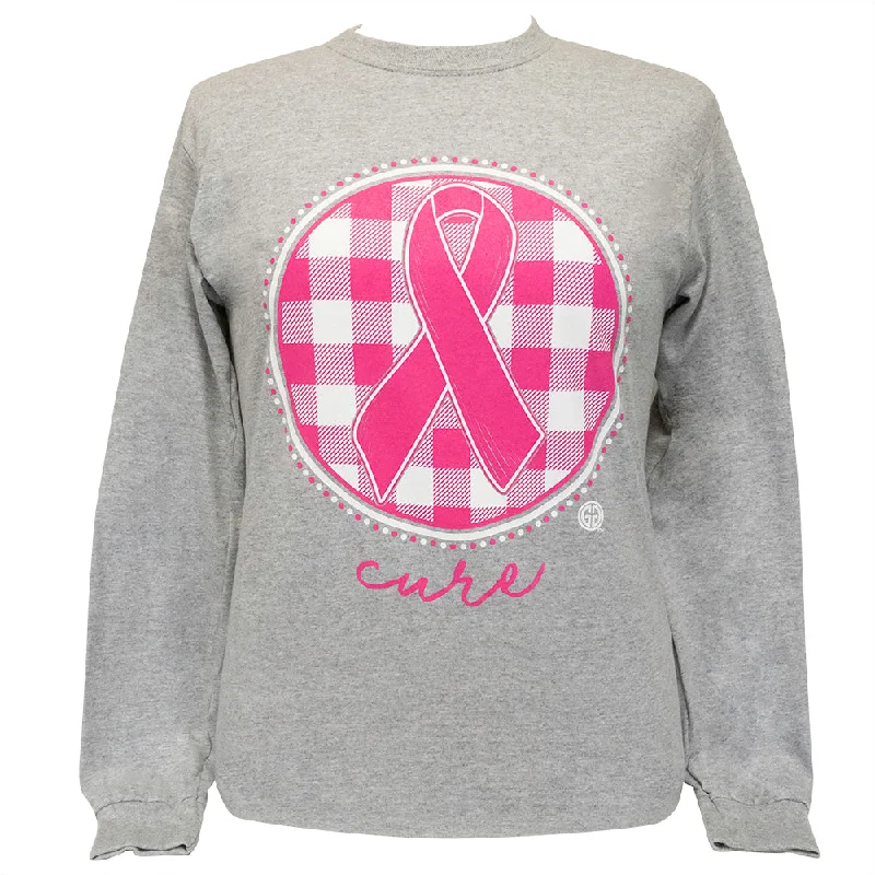 Cure Ribbon Plaid-Sports Grey LS-2153