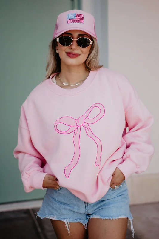 Pink Coquette Bow Graphic Sweatshirt