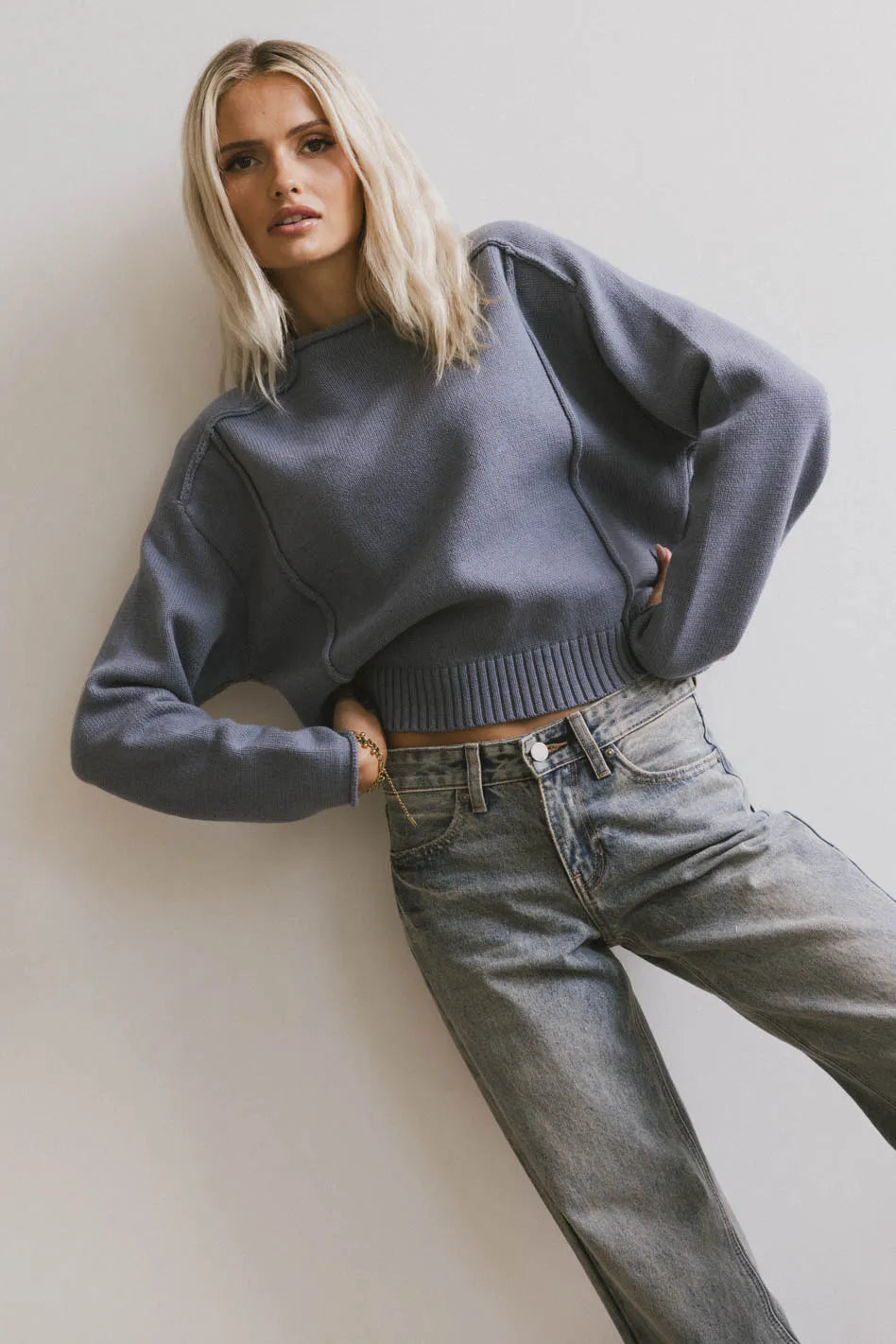 Leander Knit Sweater in Blue - FINAL SALE