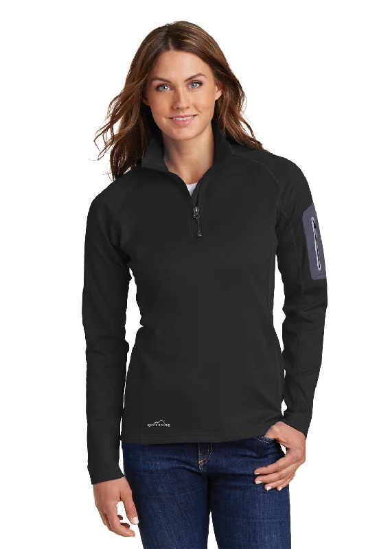 Eddie Bauer Womens Performance Fleece 1/4 Zip Sweatshirt w/ Pocket - Black