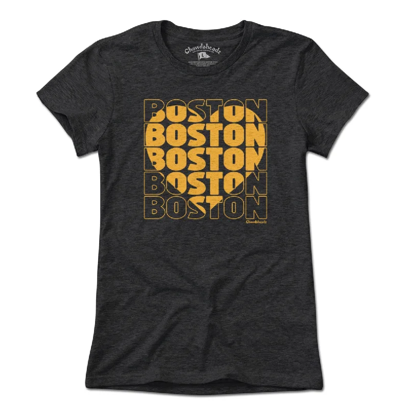 Black & Gold Stacked Boston Heart T-Shirt