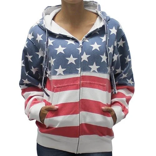 Unisex Patriotic Stars Hoodie- Full Zip