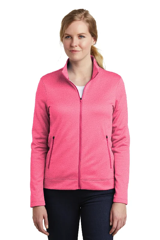 Nike Womens Therma-Fit Moisture Wicking Fleece Full Zip Sweatshirt w/ Pockets - Heather Vivid Pink