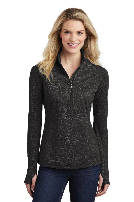 Sport-Tek Womens Sport-Wick Moisture Wicking 1/4 Zip Sweatshirt - Black