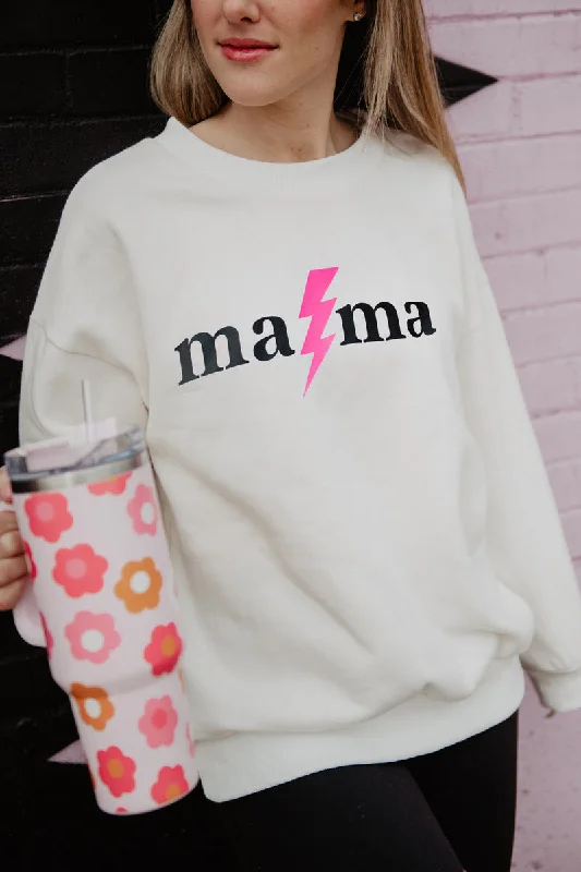 Mama Lightning Printed Graphic Crewneck Sweatshirt