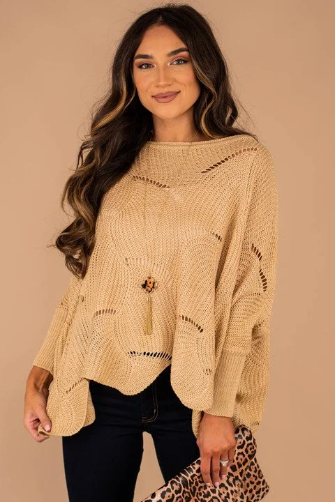 Happy With You Beige Brown Loose Knit Sweater