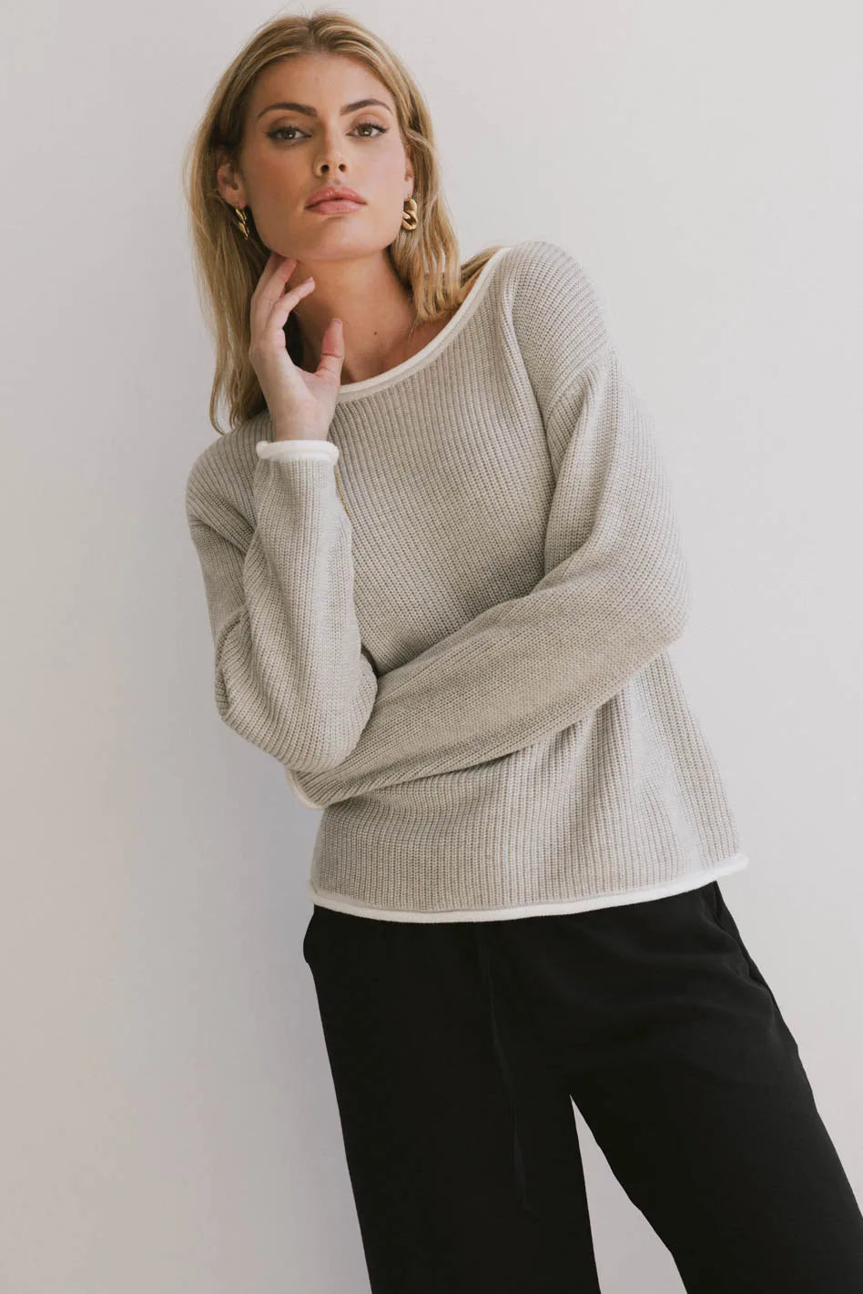 Mandy Contrast Sweater in Grey - FINAL SALE