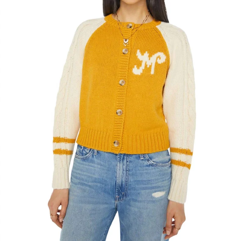 Concert Cardigan In Mustard And Cream