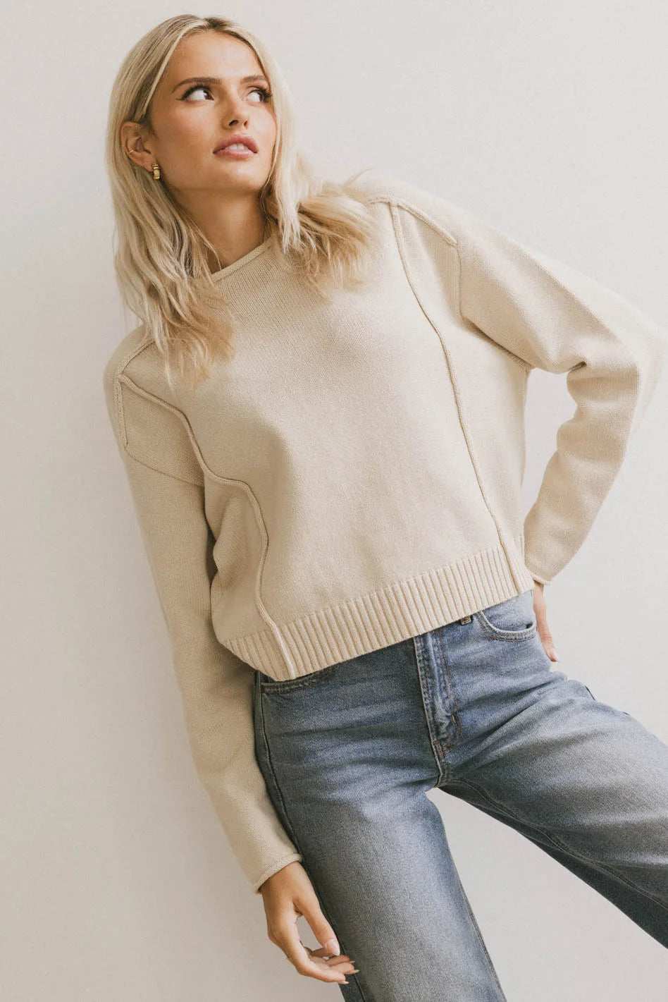 Leander Knit Sweater in Oatmeal - FINAL SALE