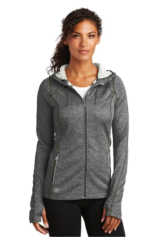 Ogio Womens Endurance Pursuit Full Zip Hooded Sweatshirt Hoodie w/ Pockets - Diesel Grey - Closeout