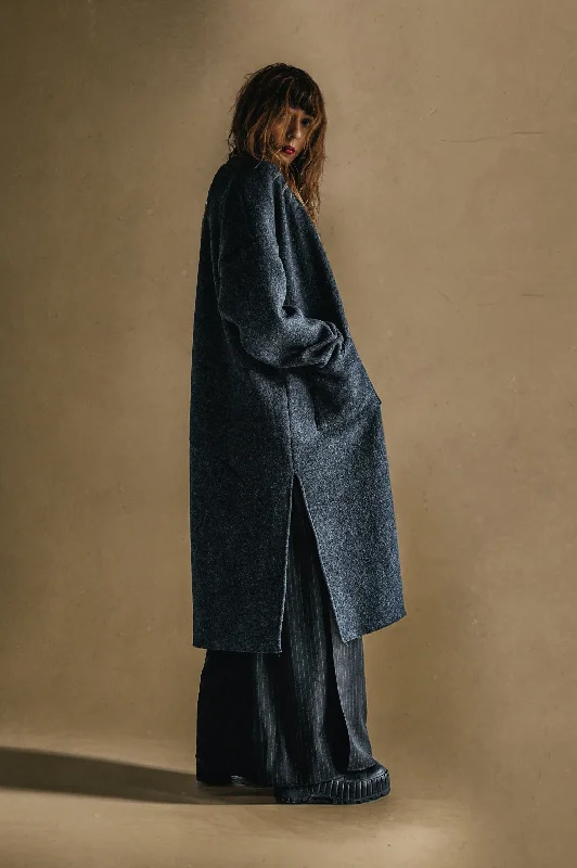 BOILED WOOL TRENCH (DARK BLUE)