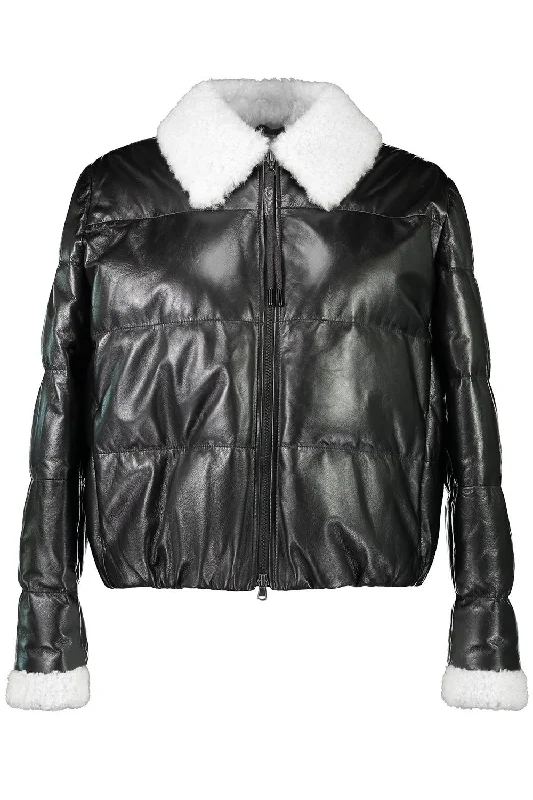 Shearling Collar Leather Jacket