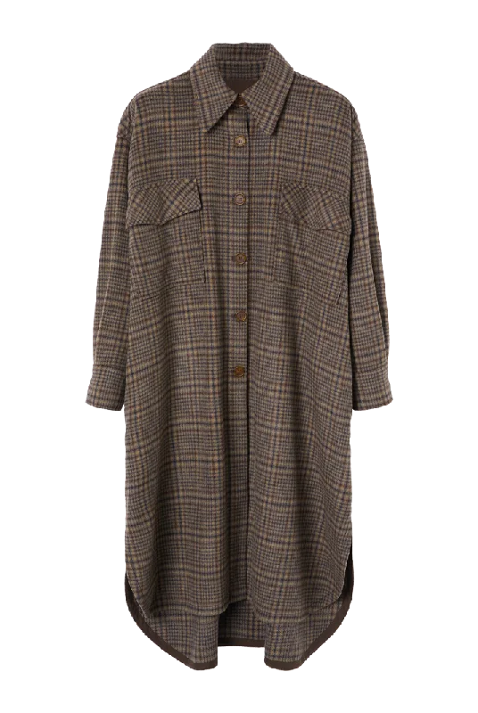 Checked Oversize Shirt Coat