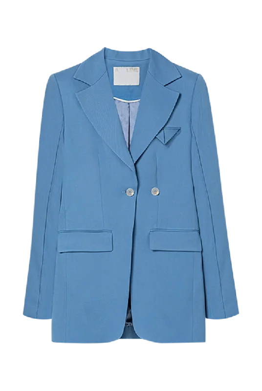 Double-Breasted Fitted Sky Blue Blazer