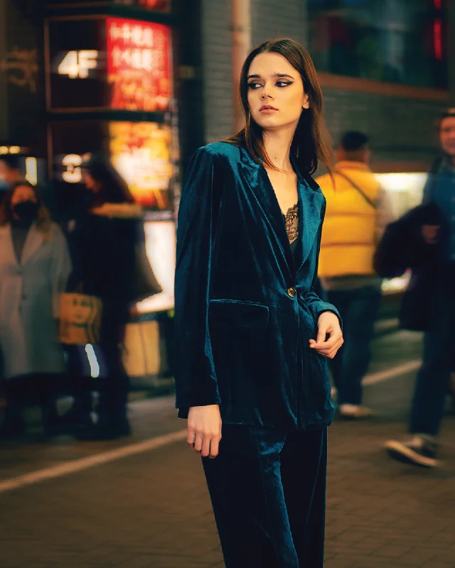 Eternity Velvet Blazer - Dark Teal