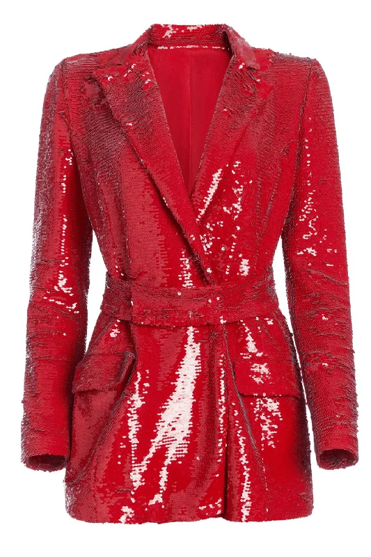 Sequin Belted Blazer