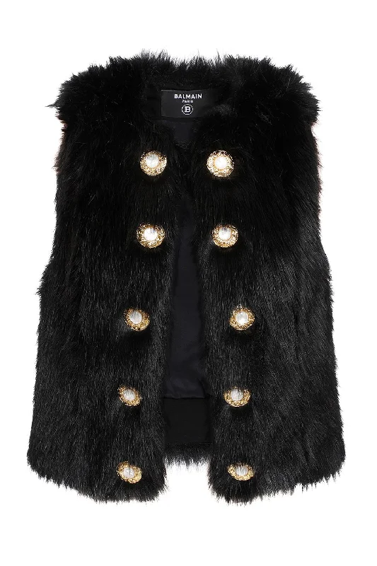 Sleeveless Faux Fur Jacket