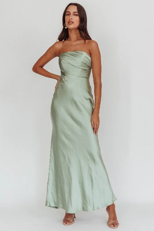 City Of Stars Strapless Maxi Dress Pistachio