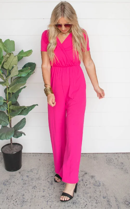 Love Yourself Fuchsia Jumpsuit | White Birch - Final Sale