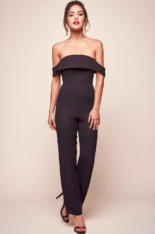 Sarah Summer Nights Ruffle Top Jumpsuit Black