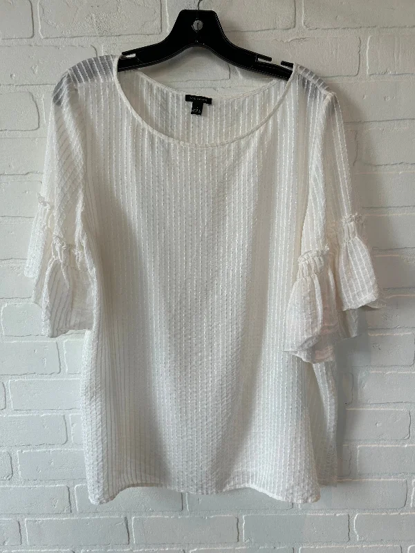 Top Short Sleeve By Ann Taylor In Cream, Size: L