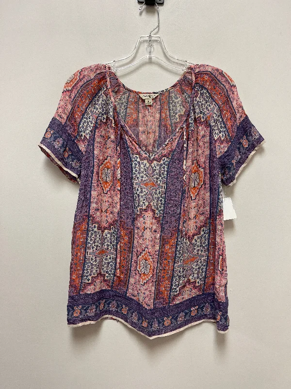 Top Short Sleeve By Lucky Brand In Pink & Purple, Size: S