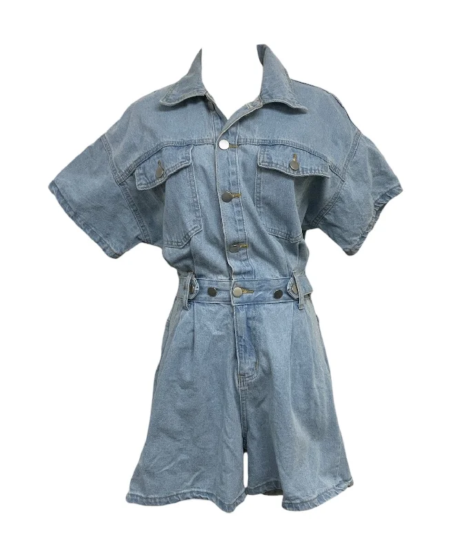 12TH tribe Women's Romper Denim M