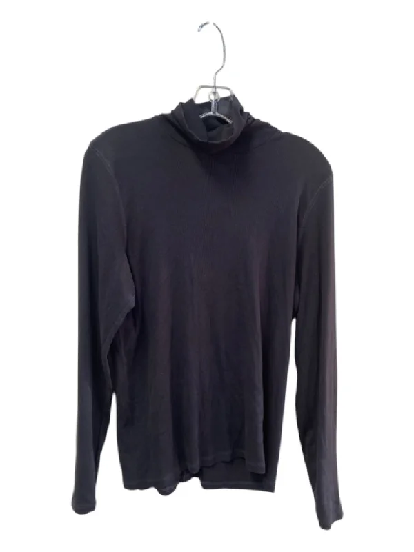 Everlane Size XL Black Pima Cotton Blend Turtleneck Long Sleeve Ribbed Top