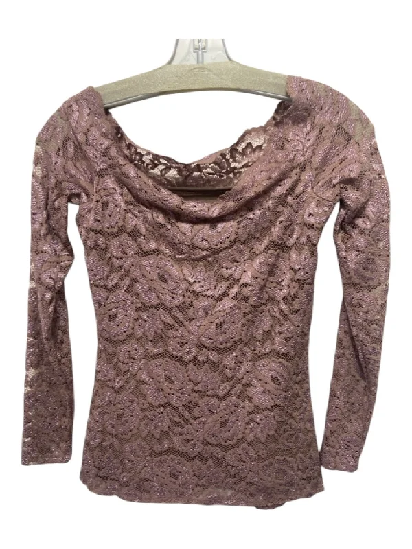 L'agence Size XS Mauve Purple Nylon & Rayon Lace Boat Neck Long Sleeve Top