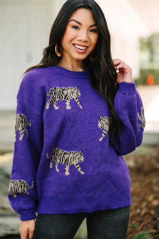 Out On Town Violet Purple Tiger Sweater