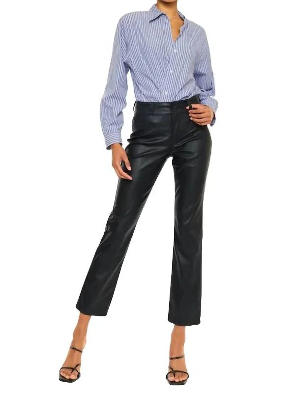 High Rise Skinny Straight Faux Leather Pant In Black