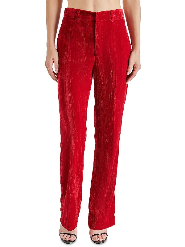 Mercer Womens Crushed Velvet Dressy Straight Leg Pants