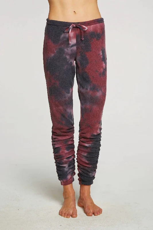 Rpet Love Rib Shirred Jogger/blackberry Tie Dye