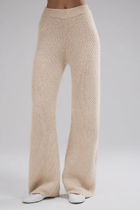 Winter Magic Cashmere Wide Leg Pant - Birch Heather