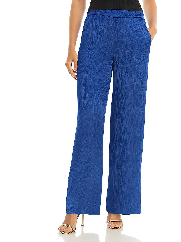 Womens High Rise Satin Wide Leg Pants