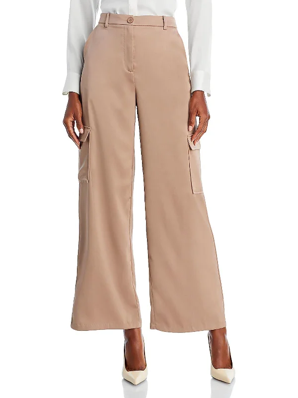 Womens High Rise Wide Leg Cargo Pants