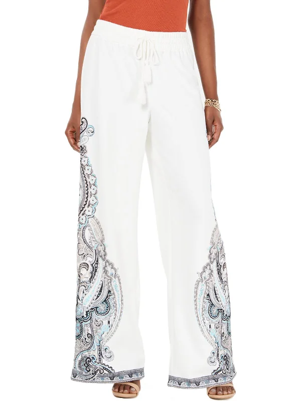 Womens Paisley Flare Wide Leg Pants