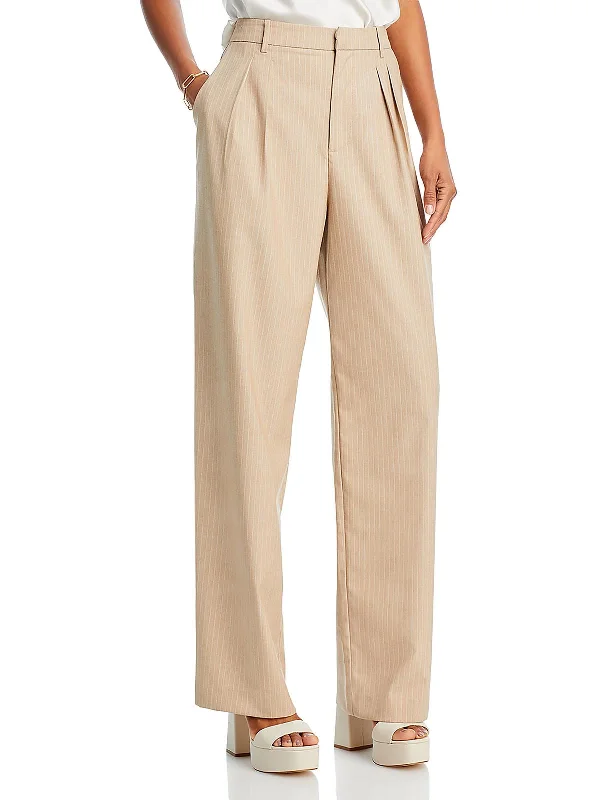 Womens Pleated High Rise Dress Pants