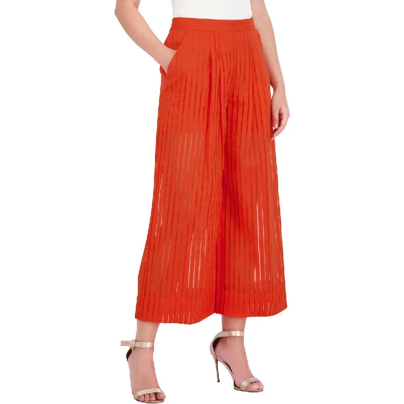 Womens Sheer Striped Wide Leg Pants